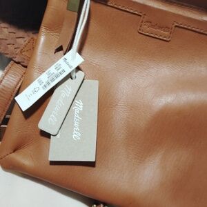 MADWWELL. The Transport Tote: Woven Leather Edition in Burnished Caramel !!NWT!!